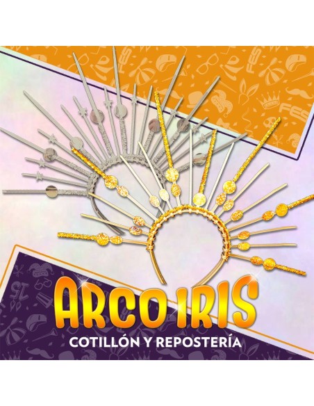 Vincha Deluxe Pinchos Xu - Plata-dorada Varios Colores Precinto