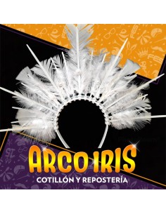 Vincha Deluxe Pinchos Con Flor O Plumas Xu - Blanca-plata-dorada Varios Colores Precinto