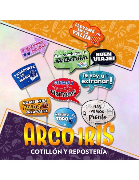 Foto Booth Despedida De Viaje - Props Set Para Fotos Divertidas Photo Drops Gold Mundo