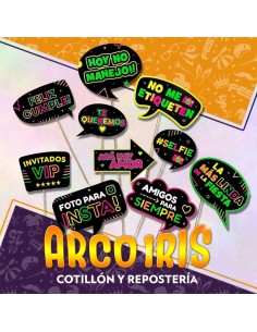 Foto Booth Linea Fluor - Upd Props Set Para Fotos Divertidas Photo Drops Gold Mundo