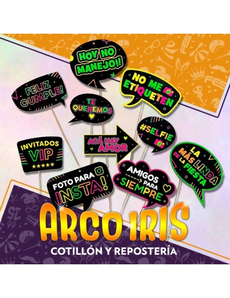 Foto Booth Linea Fluor - Upd Props Set Para Fotos Divertidas Photo Drops Gold Mundo