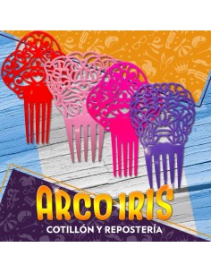 Peineton Mediano Color X 6 - Rojo/rosa/fucsia/violeta Patrio Patrimar