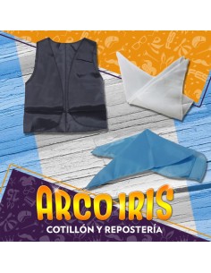 Chaleco Y Panuelo Tela - Negro Celeste O Blanco Patrio