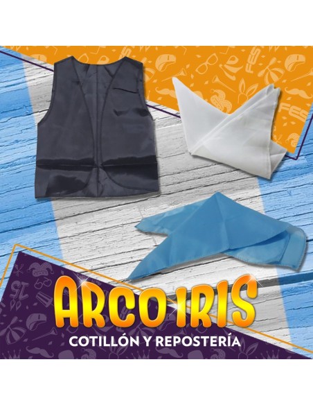 Chaleco Y Panuelo Tela - Negro Celeste O Blanco Patrio