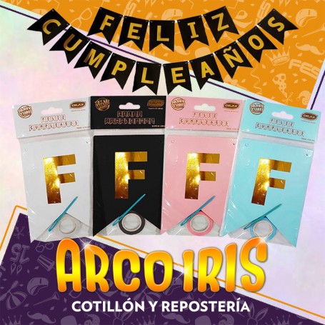 Banderin Feliz Cumpleanos Importado Con Stamping +5-5% Cat2 Promo Por Cantidad Varios Colores/colores Pasteles-pastel- Chino