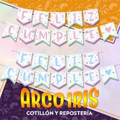 Banderin Feliz Cumple Xu - Tono Pastel Nena-nene Rondi