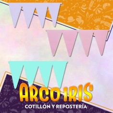 Banderin Triangular Pastel X Color - Papel Varios Colores Rondi