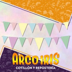 Banderin Triangular Pastel Carton Xu - Multicolor Varios Tamanos Rondi