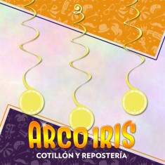 Colgante Decorativo Amarillo Pastel X 6 - Espiral Festcopack