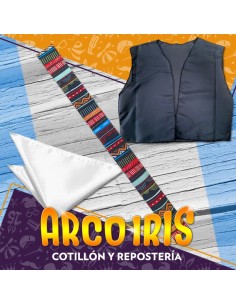 Chaleco Panuelo Y Faja Tela - Negro Celeste O Blanco Patrio
