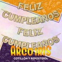 Banderin Feliz Cumpleanos Xu - Letras Amarillo Pastel Gold Mundo