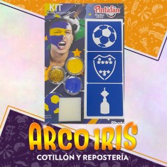 Kit Xeneiz Futbol - Kit Para Maquillaje 2 Maquillaje 1 Glitter Esponja Stencil Boca