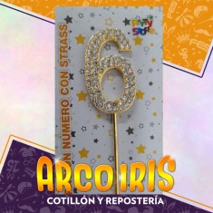 Pinche Metal Numero 6 Con Strass Xu - Party Store