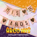 Banderin Mis 15 Anos Xu - Rosa Gold Con Stamping Gold Mundo