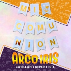 Banderin Mi Comunion Celeste Xu - Gold Mundo