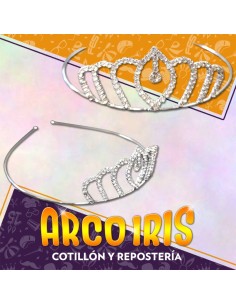 Tiara Diadema Plateada Con Strass Xu - Primavera Party Store