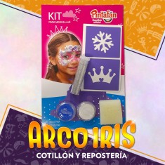 Kit Maquillaje Duo Infantil Princesa + 2 Stencil + Gibre +esponja Pouch Duo