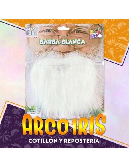 Barba Grande En Carton Con Elastico Xu - Blanca-negra-canosa Navidad