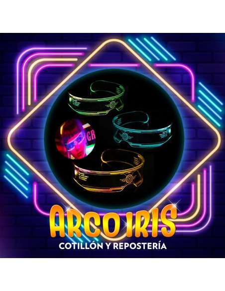 Luminoso Anteojo Futurista Xu +2-5% De Cristal Promo Por Cantidad Tipo Ciencia Ficcion Con Led - Acrilico Espacial - Show Rob