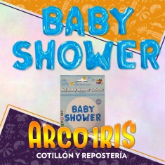 Mylar 16 Frase Baby Shower Metal - 10 Letras 40 Cm A Set Set Baby Shower Celeste-globo Metalizado Papel Revelacion De Genero