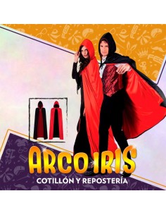 Capa Reversible Con Capucha Larga 130 Cm Roja-negra Halloween Party Store