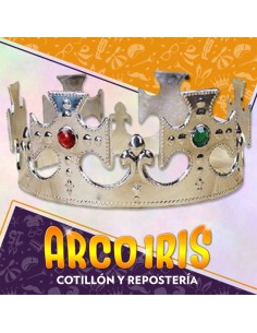 Corona Rey/reina Plata Ajustable Recta Con Piedras Xu - Blister