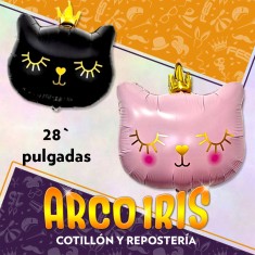 Mylar 28 Cabeza Gatita Con Corona - Globo Metalizado Papel