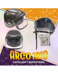 Casco Rigido Negro Con Visera Transparente - Calavera Police Policia