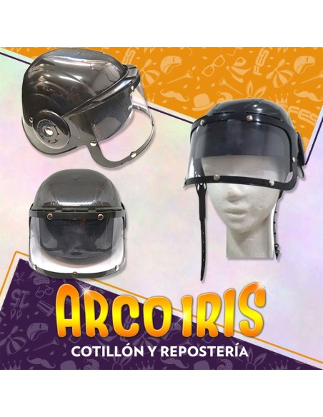 Casco Rigido Negro Con Visera Transparente - Calavera Police Policia