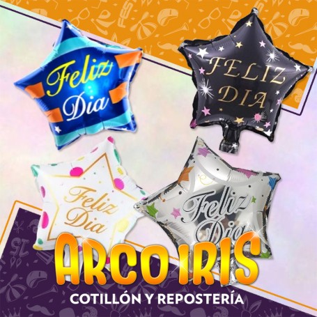 Mylar 10 Estrella Metal +10-10% Promo Por Cantidad Dorado/impreso/feliz Cumpleanos/feliz Dia/cristal Globo Metalizado Papel
