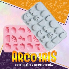 Silicona Molde Frutas X 18 Anana-cereza-uva-banana-manzana-sandia-limon