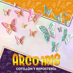 Mariposa Troquelada Calada X 8 Combinada Diferentes Tamanos 3d Dorada/rosa O Aqua Plata Primavera Descartables Rondi