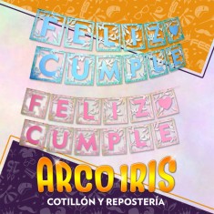Banderin Feliz Cumple Calado Xu - Color Linea Harmony Rondi