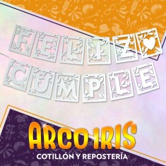 Banderin Feliz Cumple Calado Xu - Blanco Linea Harmony Rondi