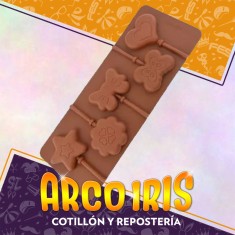 Silicona Molde Chupetin X 5 - Estrella/mariposa/flor/corazon/mono Marron