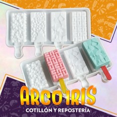 Silicona Molde Helado Textura X 4 - Plancha 19 X 10 Cm Paleta Helado Varias Texturas