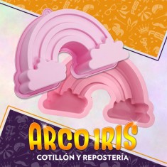 Silicona Molde Arco Iris Con Nube Xu - 20 Cm Verde Agua