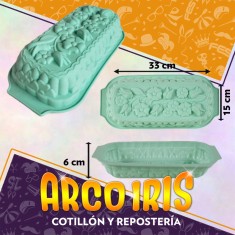 Silicona Molde Budin Grande Con Flores - 33 X 15 X 6 Cm