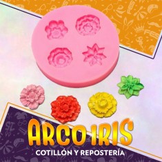 Silicona Molde Flores X 4 - Redondo 7 Cm