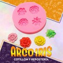 Silicona Molde Flores X 4 - Redondo 7 Cm