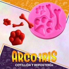 Silicona Molde Hueso Y Huella X 4 - Redondo 7 Cm Patita