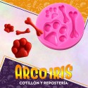 Silicona Molde Hueso Y Huella X 4 - Redondo 7 Cm Patita