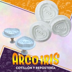 Cortante Plastico X 3 - Con Expulsor Corazon Love Valentin