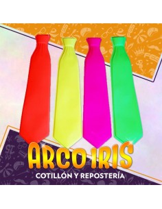 Corbata Fluo Lisa X 12 - Plastica Importada Carioca
