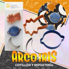 Juego De Cortantes Para Galletas - 3 Cortantes Espacial Luna Saturno Estrella Fugaz Wilton