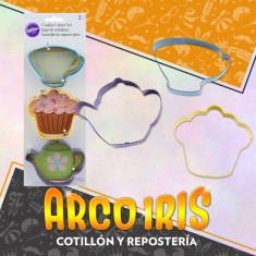 Juego De Cortantes Para Galletas - 3 Cortantes Taza Cup Cake Tetera Wilton