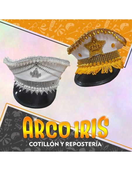 Gorro Capitan Marinero Con Strass Xu - Especial Strass Dorado/plateado