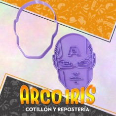 Cortante Cookies Cabeza Capitan America - Plastico Violeta
