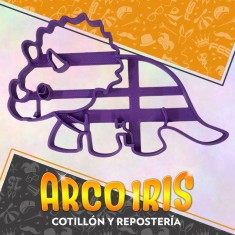Cortante Cookies Triceratop 2 - Plastico Violeta Dinosaurio