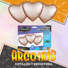 Mylar 18 Corazon Rosa Gold Liso Metal X 10 - Dilax 46 Cm Valentin Globo Metalizado Papel